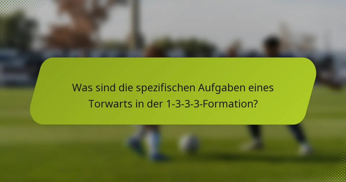 Was sind die spezifischen Aufgaben eines Torwarts in der 1-3-3-3-Formation?
