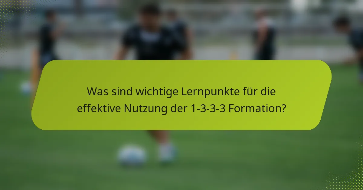 Was sind wichtige Lernpunkte für die effektive Nutzung der 1-3-3-3 Formation?