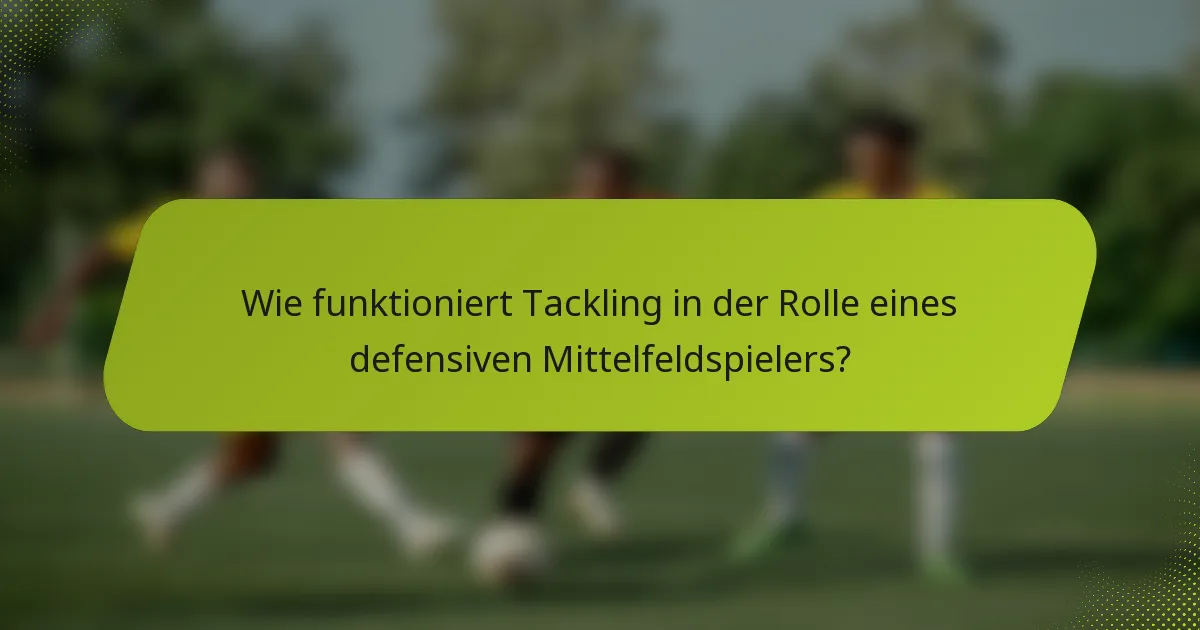 Wie funktioniert Tackling in der Rolle eines defensiven Mittelfeldspielers?